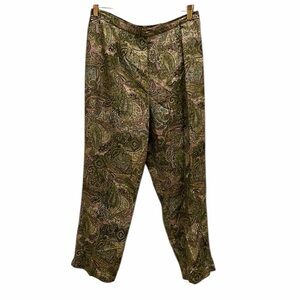 PAPELL petites 100% silk pants paisley with beading.